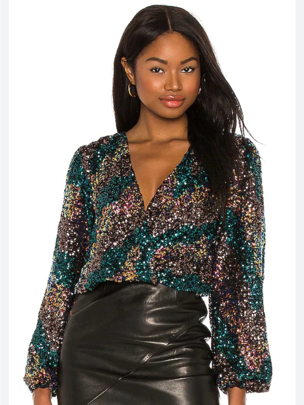 ASTR the Label Sequin Cropped Top | Medium | Like New | Holiday Party